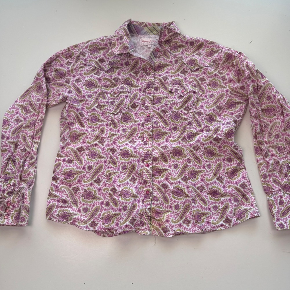 Panhandle Slim Girls Pink Paisley Western Snap Shirt XL Rodeo Livestock Show